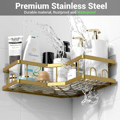 Corner Shower Caddy Bathroom Organizer: Adhesive Shower Rack Bathtub Shelves - Image 5