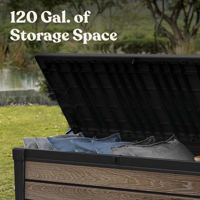 Keter Signature Collection 120 Gallon Resin Deck Box Organization and Storage - Image 5