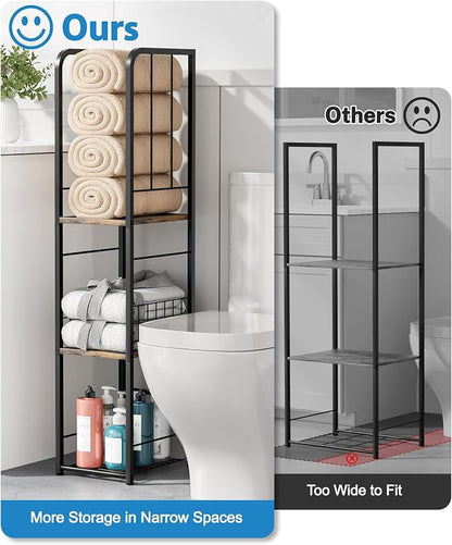 Narrow Towel Storage for Bathroom, 3-Tier Free Standing Bathroom Towel Rack - Image 4