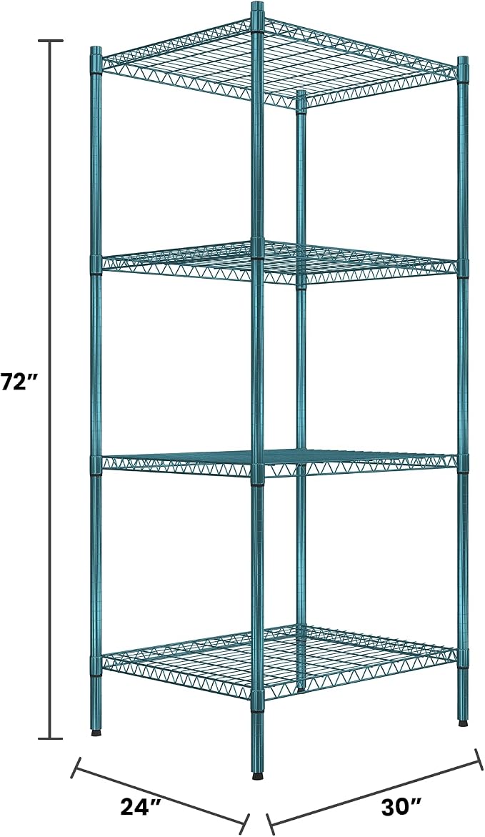 Quantum Storage Systems RWR72-2430LDP Adjustable Wire Green Epoxy 4 Shelves 72" - Image 2