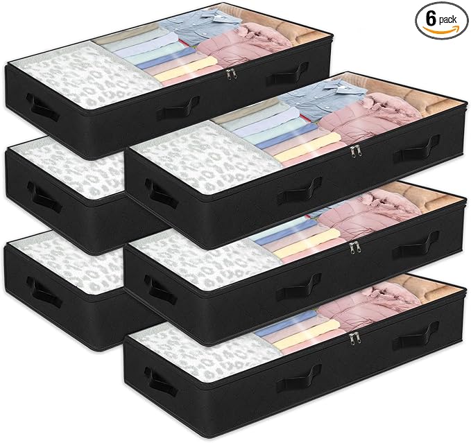 BiCINE 90L Under Bed Storage Containers, 6 Pack Foldable Closet Organizers and by BiCINE
