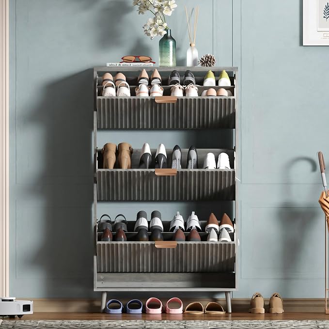 Shoe Cabinet Storage, Modern Freestanding Organizer by QIVOMIX