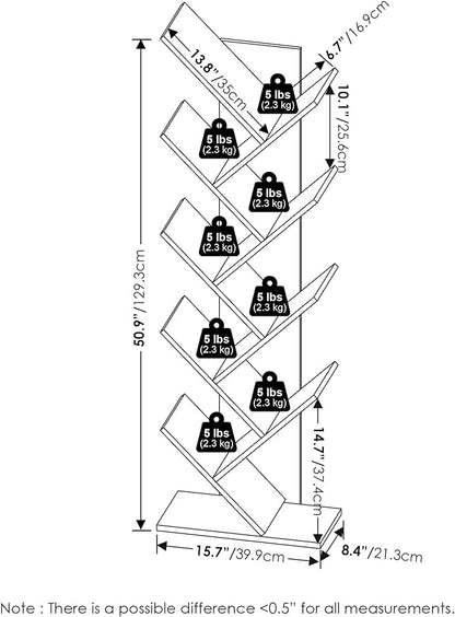 Furinno Tree Bookshelf 9-Tier Floor Standing Tree Bookcase - Image 3