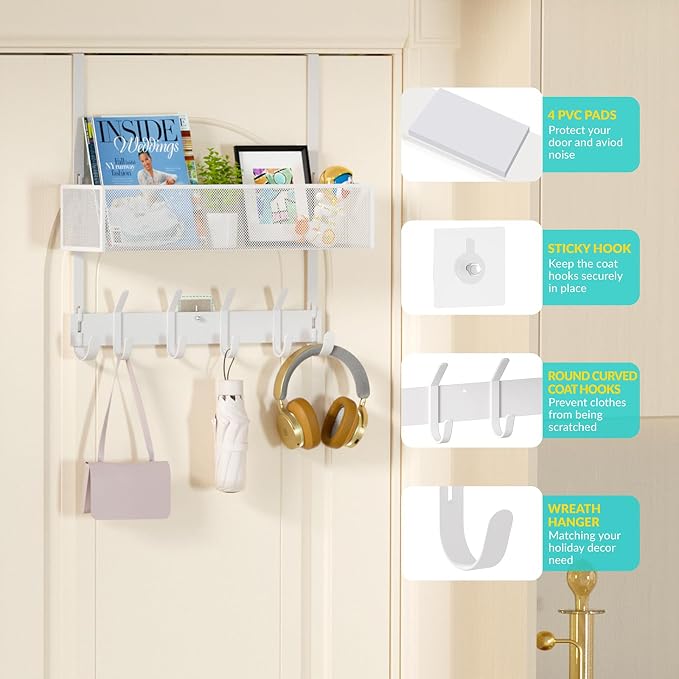 LUCYCAZ Over The Door Hooks Organizer, Door Hanger Storage - Image 3