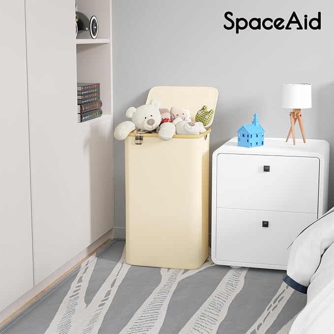 SpaceAid Laundry Hamper with Lid, 110L Large Tall Clothes Basket Bin with - Image 5