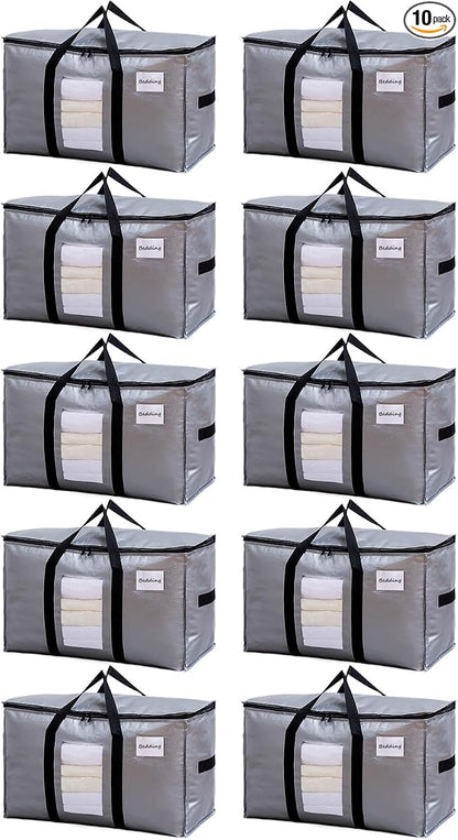 TAILI Extra Large Moving Bags, 10 Pack Silver Heavy Duty Totes by TAILI