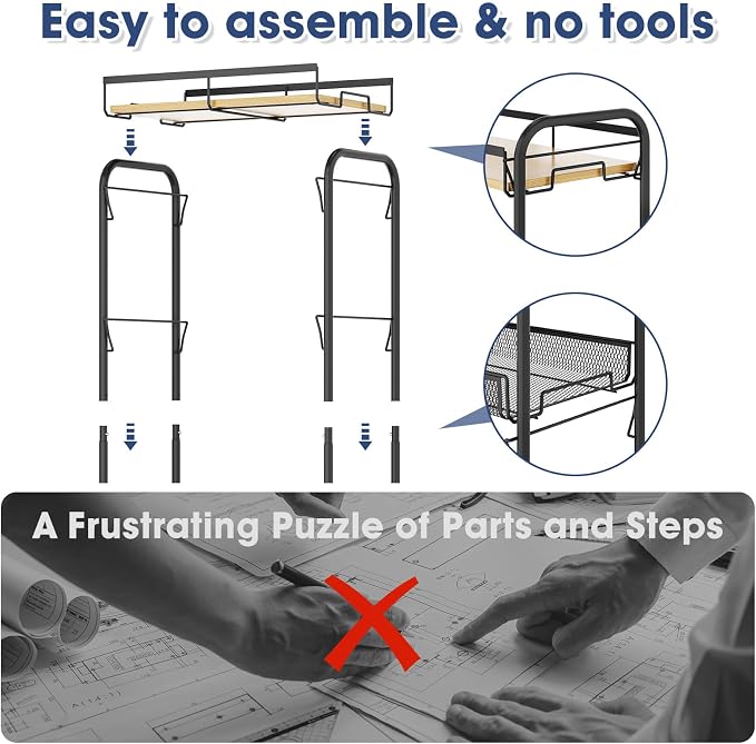 TOOLF 4-Tier Rolling Cart, Metal Utility Cart, Slide Out Storage Cart - Image 6