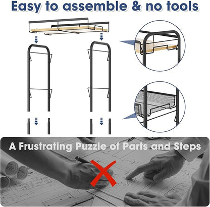 TOOLF 4-Tier Rolling Cart, Metal Utility Cart, Slide Out Storage Cart - Image 6