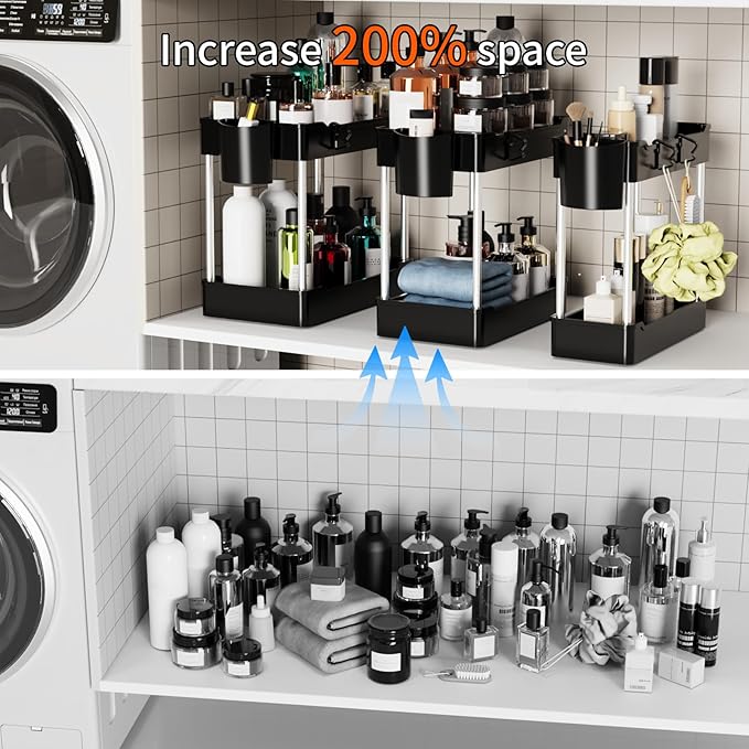 3 Pack Under Sink Organizer Bathroom and Storage Cabinet | 2 Tier - Image 5