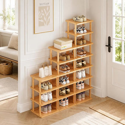SAN HE Bamboo Shoe Rack 17 Tier- Vertical Shoe Rack - Image 8
