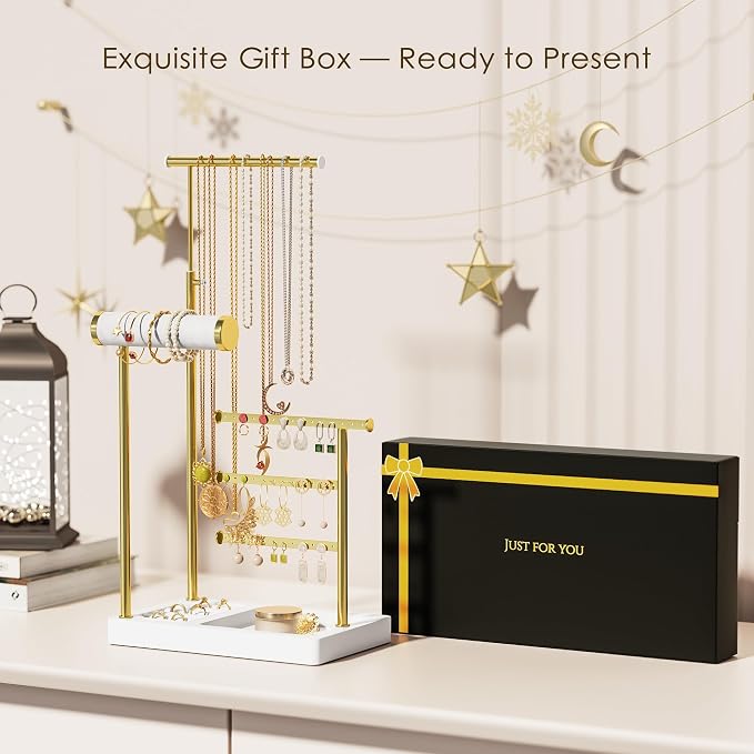 SZQINJI 5 Tier Jewelry Holder Organizer, Adjustable Height Jewelry Display - Image 2