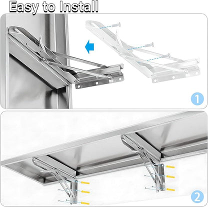 Stainless Steel Folding Concession Shelf 68" x 12" | Heavy Duty Drop Down - Image 8