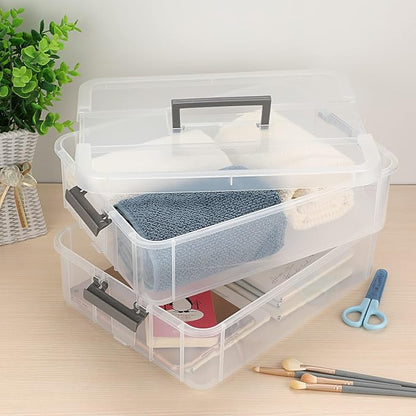 BTSKY 2 Layer Stack & Carry Box, Plastic Multipurpose Portable Storage - Image 2