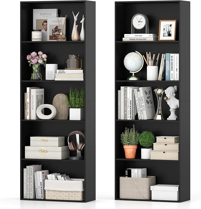Giantex 5-Tier Bookshelf Set of 2, Freestanding Bookcase by Giantex