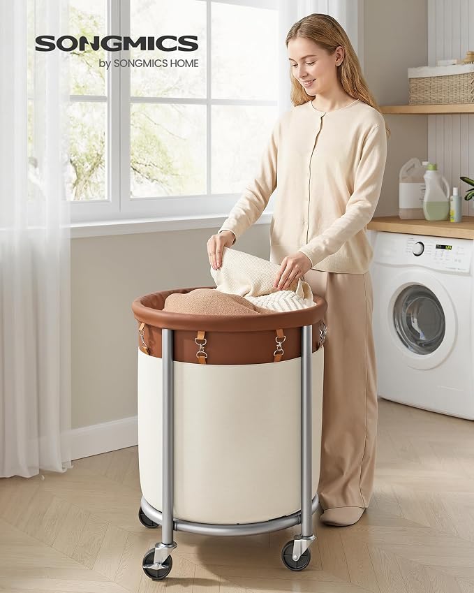 SONGMICS Laundry Basket, Rolling Steel Frame - Image 2