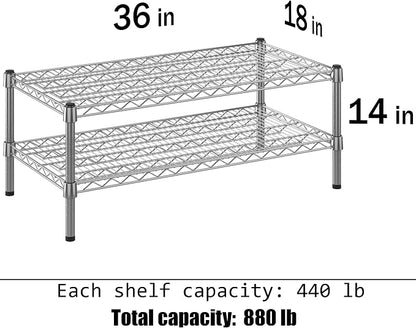 18" Deep x 36" Wide x 14" Height Wire Shelving Kit | 2-Tier | NSF Commercial - Image 3