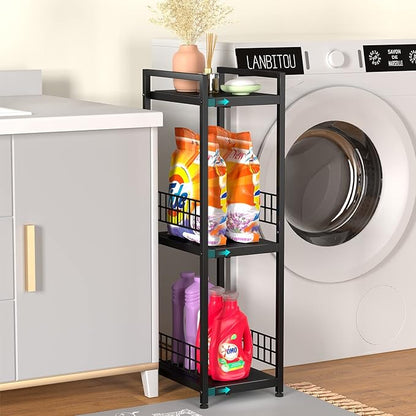 DAOUTIME 3-Tier Metal Shelving Unit, Expandable, Free-Standing, Open Floor - Image 2
