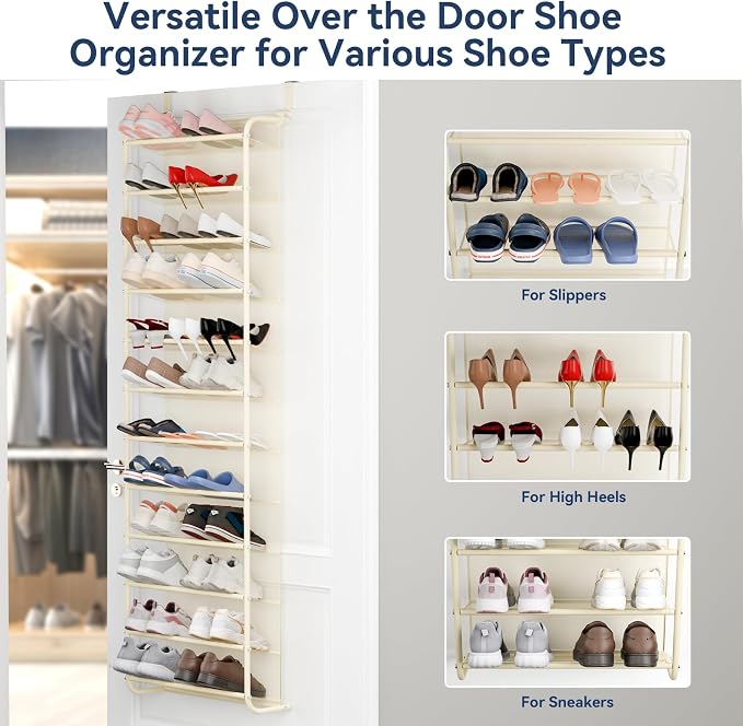Whitmor 36 Pair Over The Door Shoe Organizer, 12 Tier Hanging Shoe Organizer - Image 4