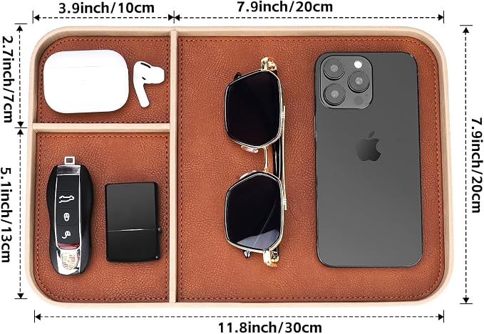 SENEN Leather Tray, Stylish and Organized Multifunctional Tray, - Image 6