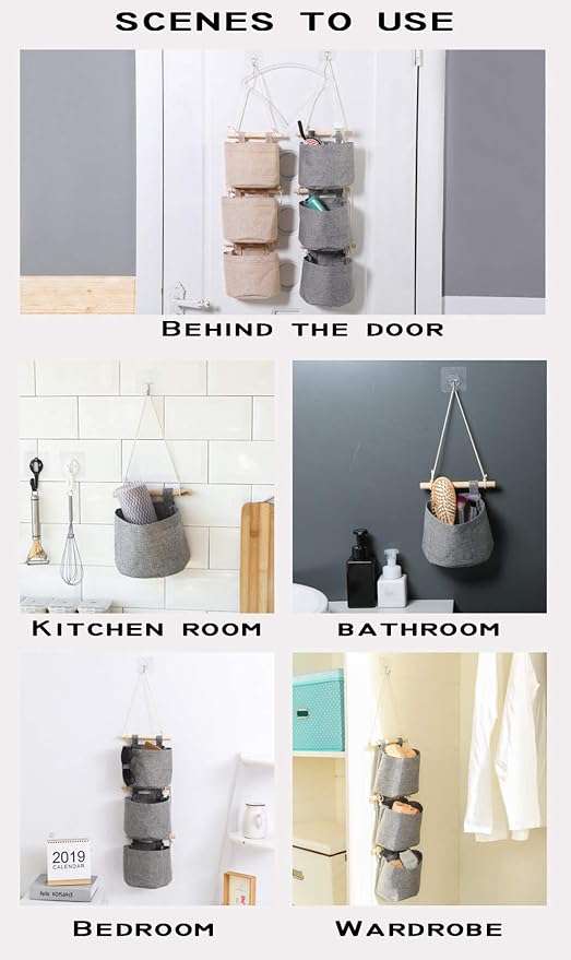 1 Pack Mini Cotton Linen Fabric Closet Detachable Foldable Washable Hanging - Image 5