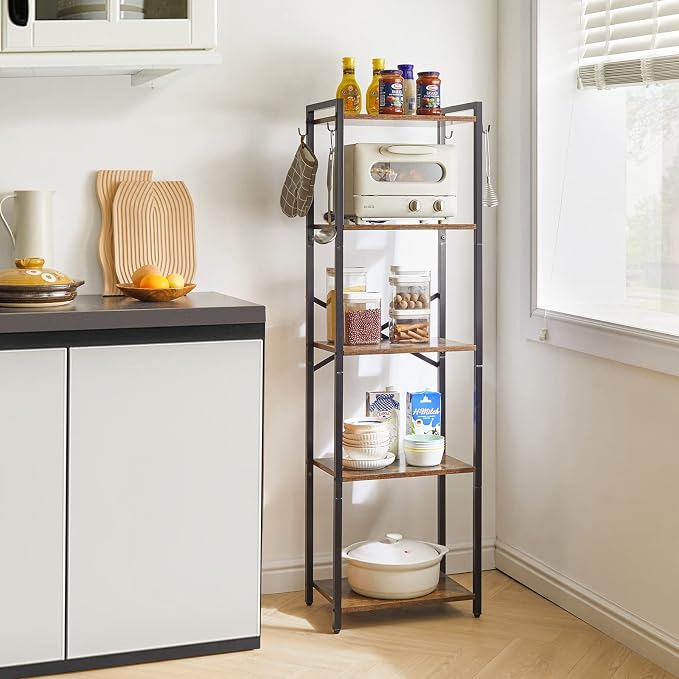 YMYNY Bookshelf, 5-Tier Ladder Shelf Organizer, Narrow Shelving Unit, Corner - Image 5