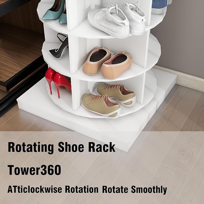 Rotating Shoe Rack Tower, 6-Tier Spinning Shoe Rack, Free Standing 360° - Image 4
