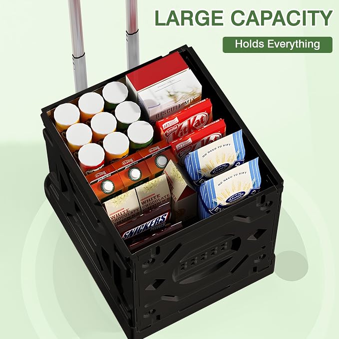 VECELO 23 GAL 2-in-1 Foldable Shopping Cart, Collapsible Utility Cart - Image 3