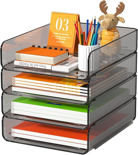 FANXIYQ 4-Tier Acrylic Paper Tray Organizer, Tool-Free Design by FANXIYQ