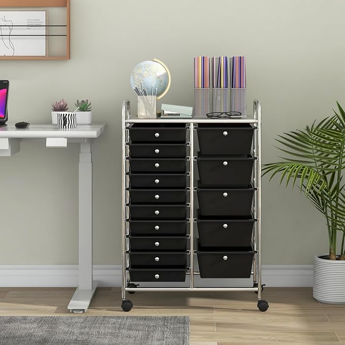 Giantex 15 Drawer Rolling Storage Cart Tools Scrapbook Paper Office School - Image 5