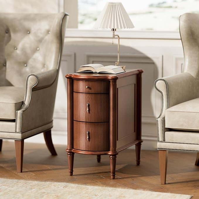 STO'SENSE Nightstand w/Charging Station & 3 Drawers, Pre-Assembled, Vintage - Image 6