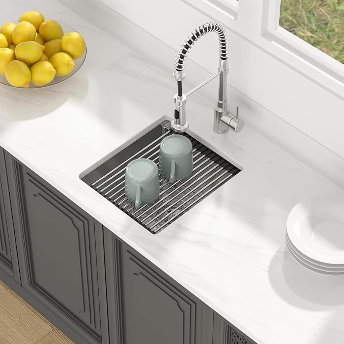 Lordear Undermount RV Kitchen Sink 13x15 Inch Bar Prep Sink 16 Gauge Stainless - Image 4