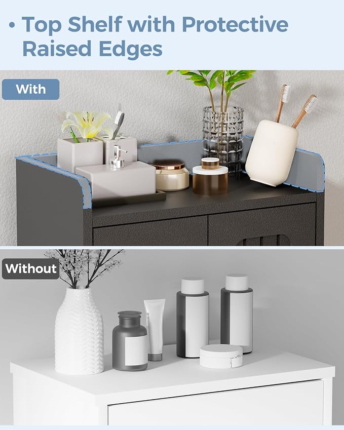BEWISHOME Small Floor Cabinet, Toilet Paper Storage, Bathroom Storage Cabinet | - Image 8
