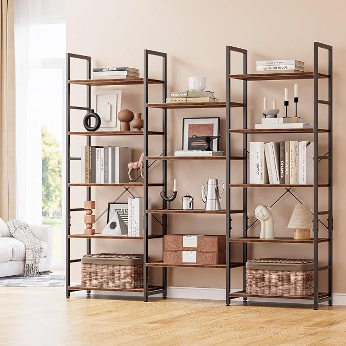 NUMENN Triple 5 Tier Bookshelf, Wide Book Shelf by NUMENN