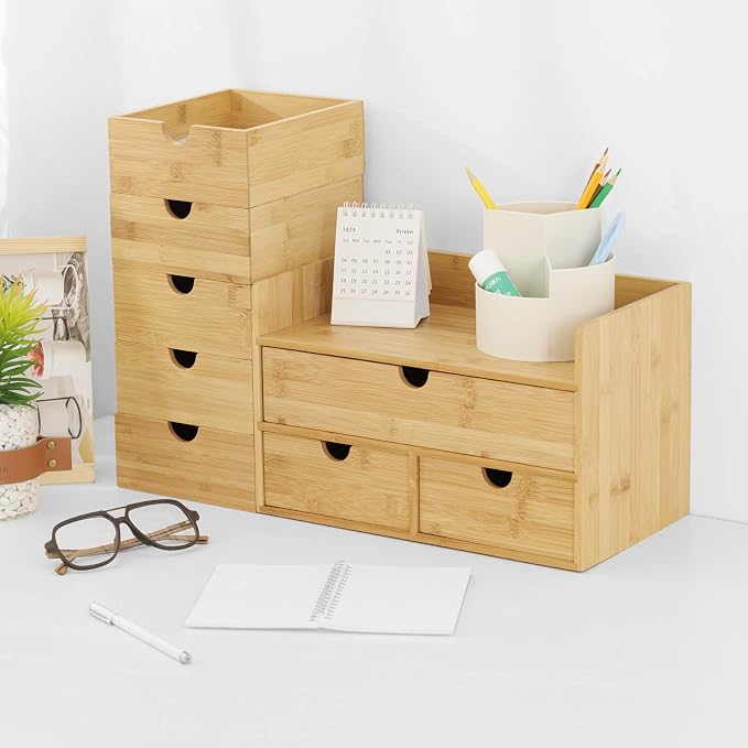 Bamboo Desk Drawer Organizer, Desktop Organizer - Image 6