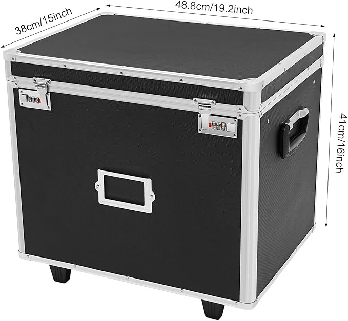 Locking Rolling File Box with Wheels, 19.2" L Portable Aluminum Alloy Storage - Image 2