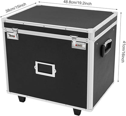 Locking Rolling File Box with Wheels, 19.2" L Portable Aluminum Alloy Storage - Image 2