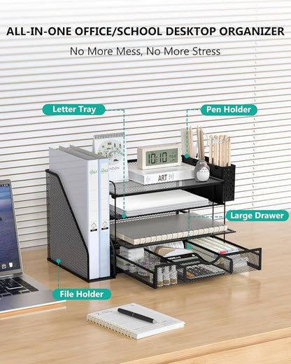 WALI Desk File Organizer, 4 Tier Desktop Paper Letter Tray Organizer - Image 2