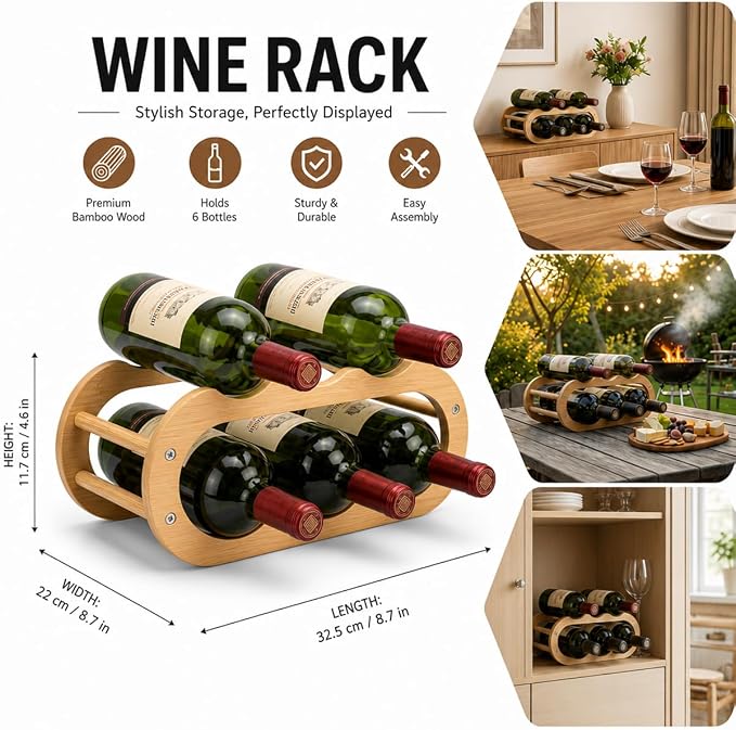 PEKER Wine Rack – Small Countertop Wine Rack & Wine Bottle Holder - Image 2