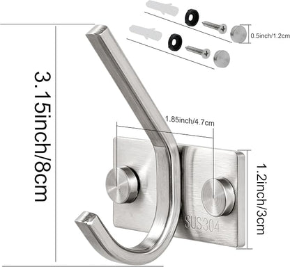 WEBI Robe Hook, Heavy Duty Brushed Stainless Steel 304 Coat Hook Rail Towel Rack - Image 3