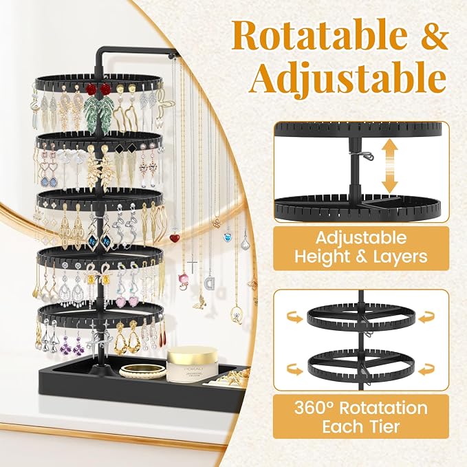 EsLuker.ly Earring Holder Organizer Necklace Display Stand Jewelry Storage | - Image 4