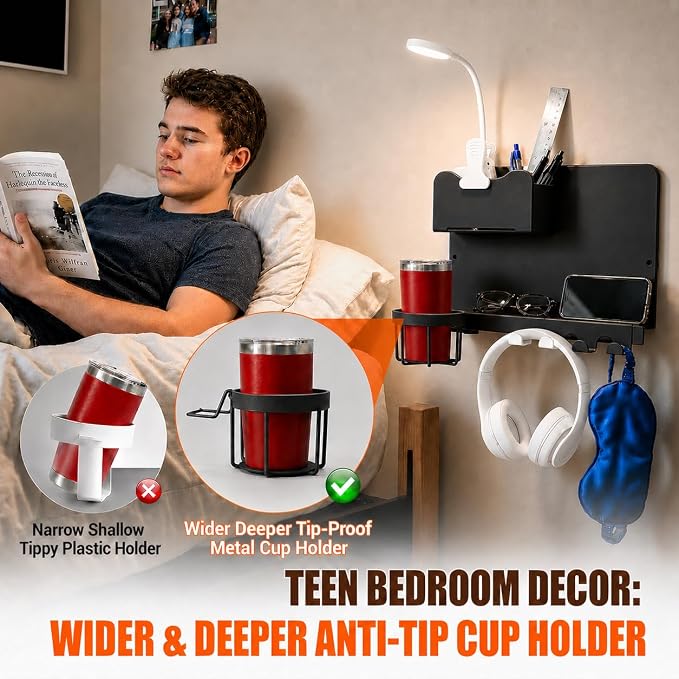 Floating Bedside Wall Shelf, Metal Bedside Wall Organizer - Image 4