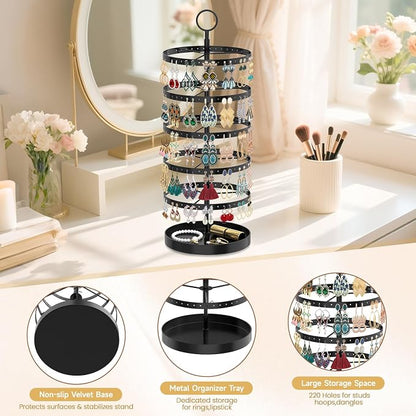 MODOWEY 5 Tiers Rotating Earring Holder Organizer Display, Adjustable Jewelry - Image 5