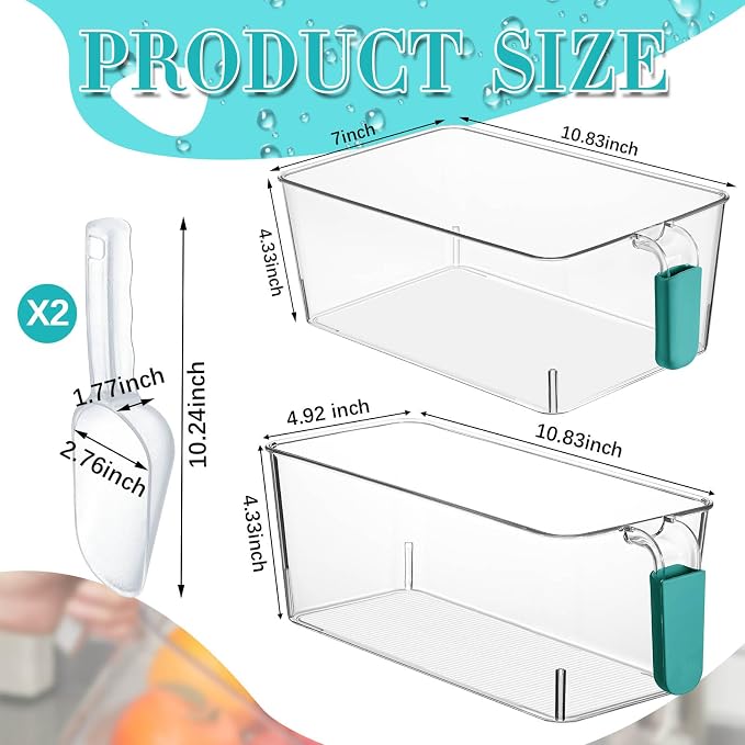 Havawish Ice Storage Bin and Flexible Scoop Set Plastic Freezer Bin - Image 2