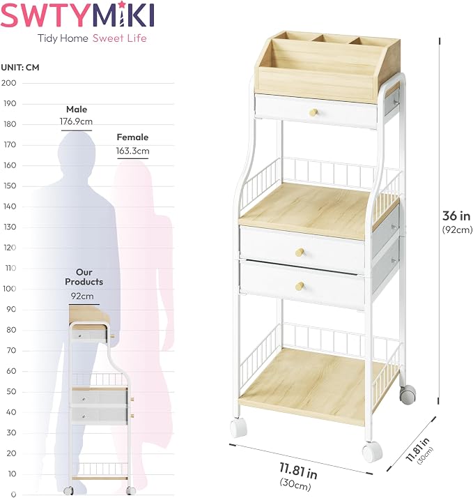 SWTYMIKI Rolling Makeup Organizer Cart - Image 2