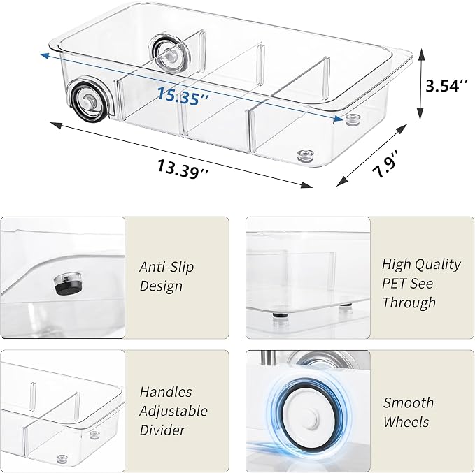 Attelite RollOut Refrigerator Drawer Organizer and Storage Clear Design - Image 2