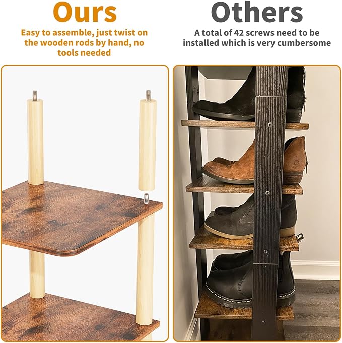 LUCKNOCK Vertical Shoe Rack, 8-Tier Tall Narrow Shoe Organizer - Image 7