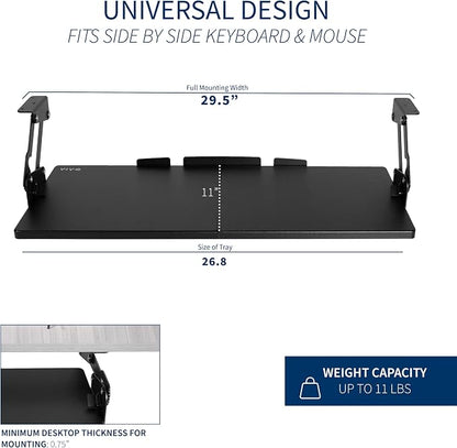 VIVO Large Under Desk 27 x 11 inch Computer Keyboard and Mouse Tray - Image 6