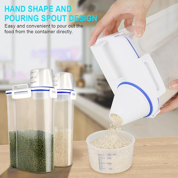 Uppetly Rice Airtight Dry Food Storage Containers, BPA Free Plastic Sealed - Image 2
