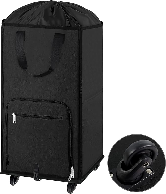 Bukere Laundry Hamper with Wheels, Large Rolling Laundry Basket with 4 Casters by Bukere