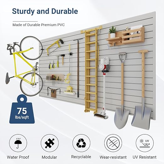 Slatwall Panel 8 FT x 4 FT, Interlocking Slat Wall Paneling, Wall Mounted PVC - Image 3